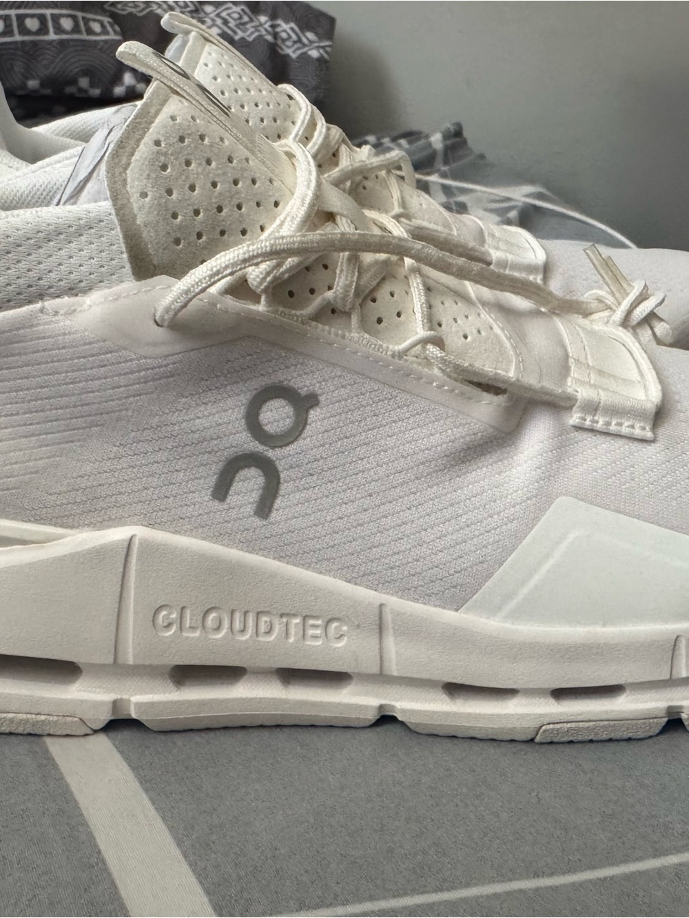 On Running Men's Athletic Sneakers in White with Grey Logo